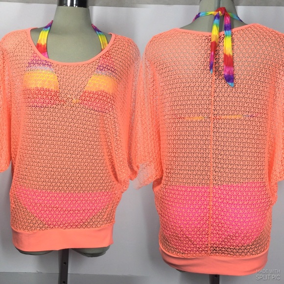 🌹3/25🌹Candy Couture, beach 🏖 Orange Coverup, Size M - Picture 1 of 6